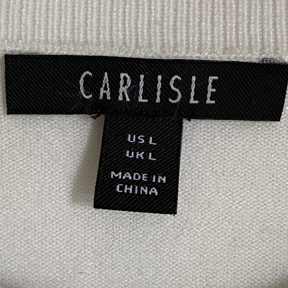 Carlisle Cardigan Size L Silk Scarf Print Multicolor Glam Chic Office Elegance - Picture 9 of 10